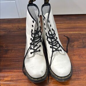 Dr. Martens White Combat Boots with Black Accents